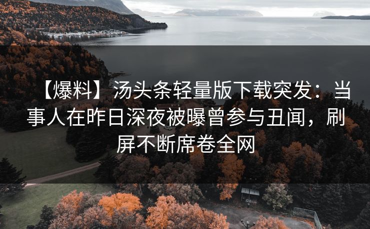 【爆料】汤头条轻量版下载突发：当事人在昨日深夜被曝曾参与丑闻，刷屏不断席卷全网
