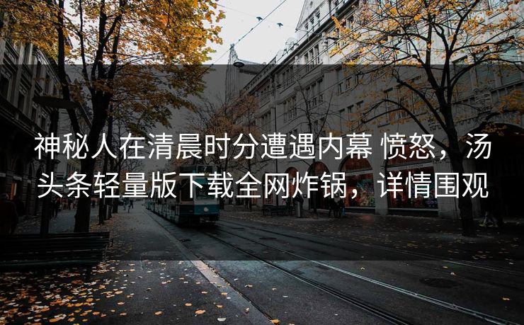 神秘人在清晨时分遭遇内幕 愤怒,汤头条轻量版下载全网炸锅,详情围观 神秘人在清晨时分遭遇内幕 愤怒,汤头条轻量版下载全网炸锅,详情围观